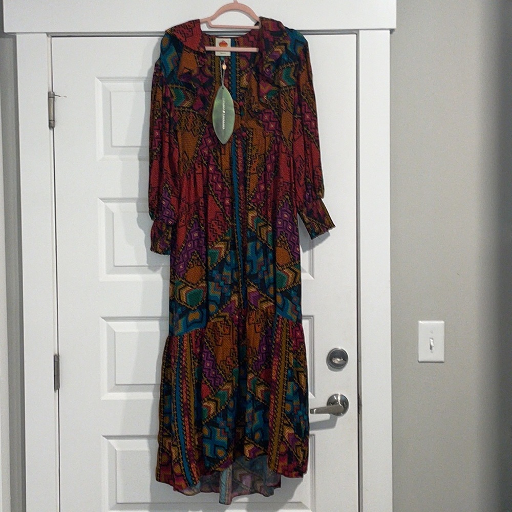 NWT Farm Rio Yawanawa Stripes Ankle Dress - Picture 11 of 15
